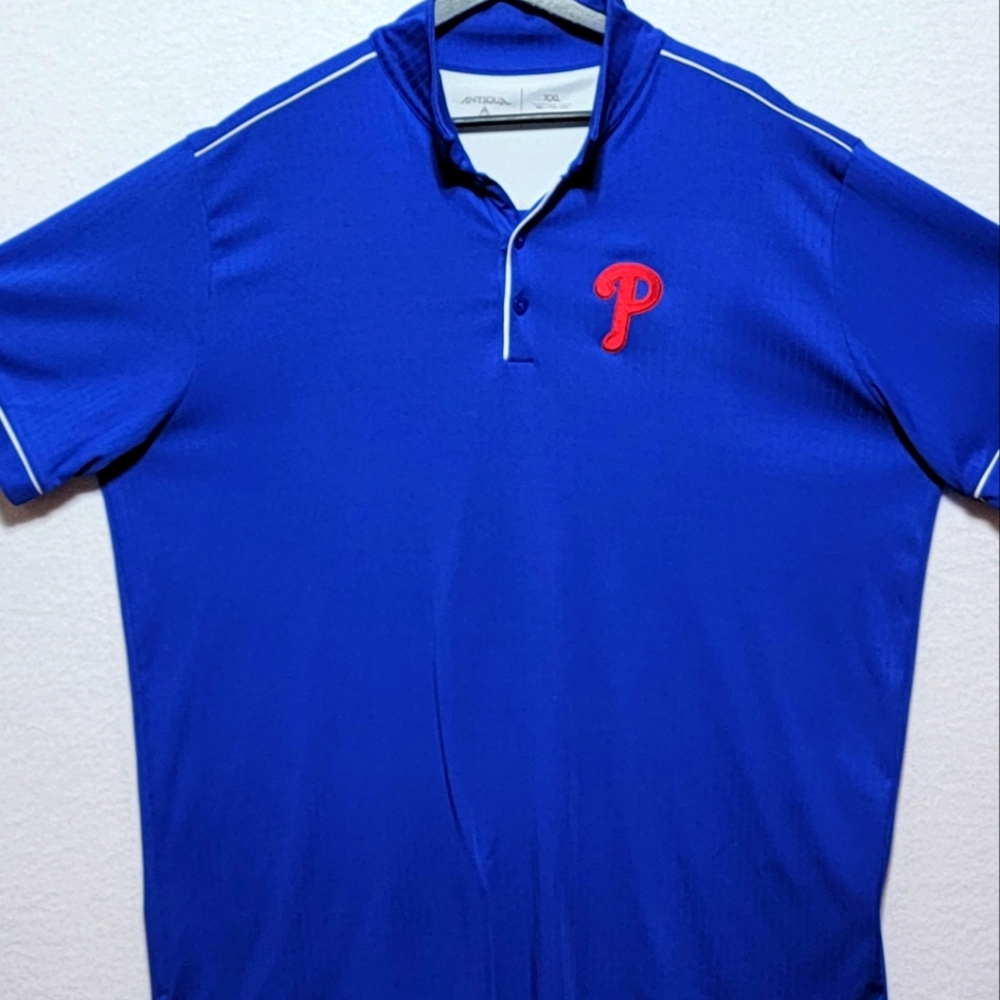 Phillie Tribute P Logo Dry Royal Blue Polo SIZE XXL.‎ #776